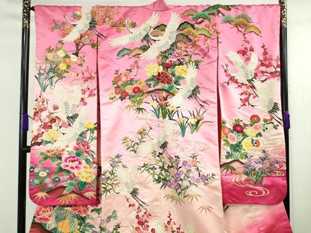 平和屋本店●極上 中国三大刺繍 相良刺繍 色打掛 和装 婚礼 結婚式 花嫁 神社挙式 駒刺繍 孔雀飛鶴花文 暈し染め 金糸 逸品 DZAB5217kh6