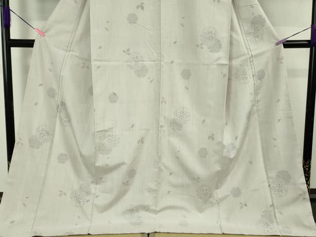 平和屋着物●極上 結城紬 100亀甲 飛び亀甲柄 雪輪重ね 舞葉 素色地 高島屋扱い ロング丈 逸品 DZAB5228kh6