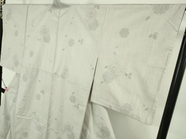 平和屋着物●極上 結城紬 100亀甲 飛び亀甲柄 雪輪重ね 舞葉 素色地 高島屋扱い ロング丈 逸品 DZAB5228kh6