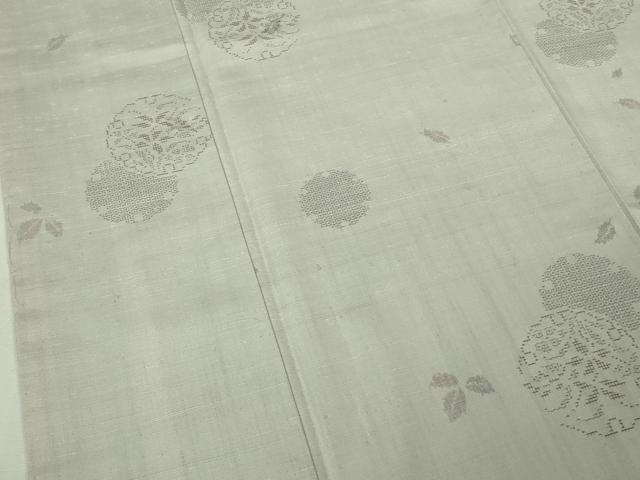 平和屋着物●極上 結城紬 100亀甲 飛び亀甲柄 雪輪重ね 舞葉 素色地 高島屋扱い ロング丈 逸品 DZAB5228kh6