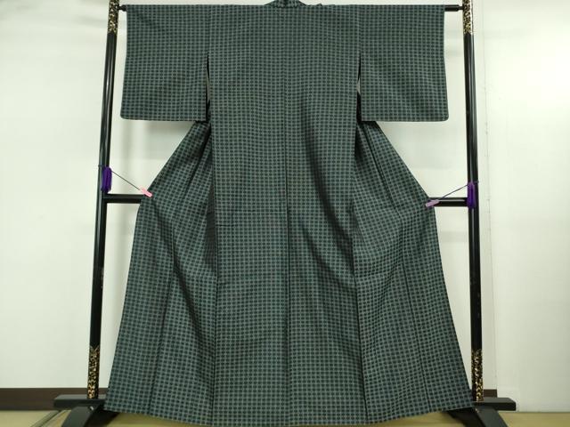 平和屋着物▽極上 西陣先染御召 お召 単衣 御召機の傳 反端付き 逸品 DZAB5231kh6