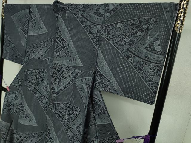 平和屋本店●極上 中国三大刺繍 スワトウ刺繍 汕頭刺繍 小紋 お召地 名物裂草花文 やまと金ラベル 逸品 未使用 DZAB5239kh6