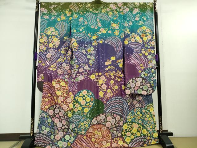 平和屋本店●極上 振袖 辻が花 暈し染め 金通し地 逸品 DZAB5244kh6