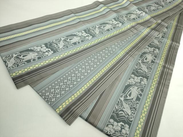 平和屋本店●極上 本場筑前博多織 両面 全通柄袋帯 鯉の滝昇り 献上 金糸 逸品 DZAB5251kh6