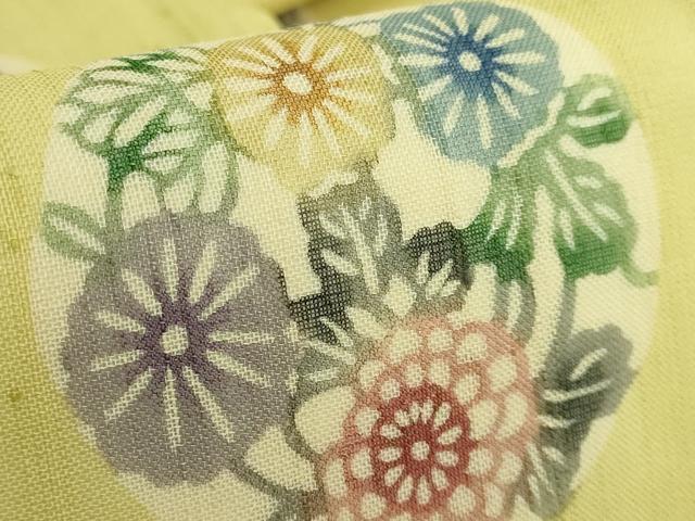 平和屋着物*極上 夏物 絹芭蕉 九寸名古屋帯 型絵紅型染 花丸文 証紙付き 逸品 DZAB5279kh6