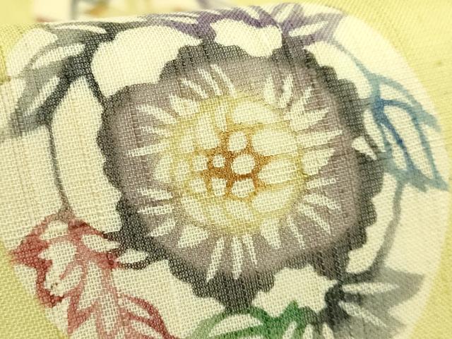 平和屋着物*極上 夏物 絹芭蕉 九寸名古屋帯 型絵紅型染 花丸文 証紙付き 逸品 DZAB5279kh6