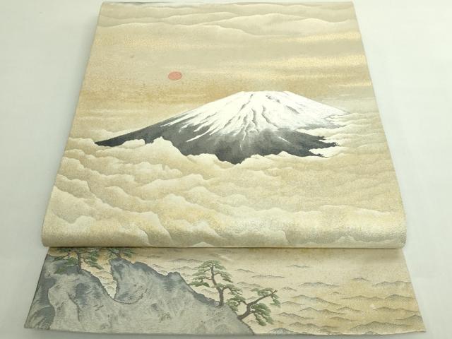 平和屋着物●極上 近代日本画の巨匠 横山大観 じゅらく謹製 全通全景柄袋帯 霊峰富士 金糸 逸品 DZAB5292kh6
