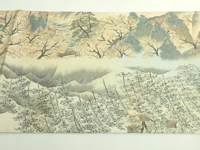 平和屋着物●極上 近代日本画の巨匠 横山大観 じゅらく謹製 全通全景柄袋帯 霊峰富士 金糸 逸品 DZAB5292kh6