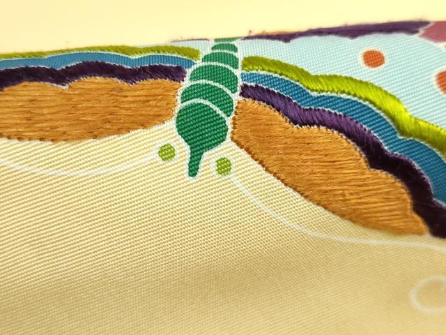 平和屋着物●極上 塩瀬 九寸名古屋帯 刺繍 舞蝶文 逸品 DZAB5305kh6
