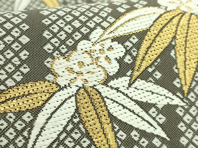 平和屋着物●極上 織楽浅野 六通柄袋帯 唐織 笹花文 金糸 逸品 DZAB5308kh6