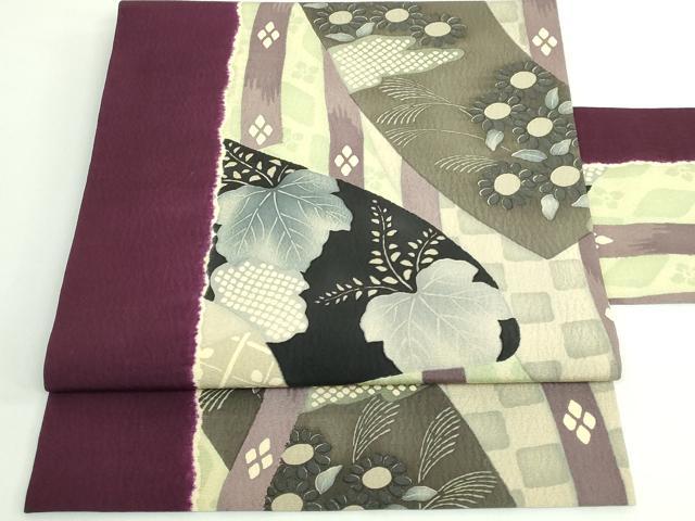 平和屋着物●極上 摺型友禅 京都 多ち花 九寸名古屋帯 誰が袖花文 逸品 DZAB5325kh6