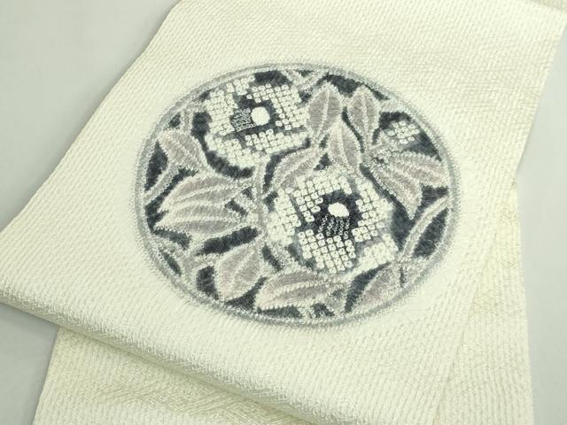 平和屋着物●極上 名門 藤娘きぬたや・総絞り 九寸開き名古屋帯 花丸文 椿 逸品 DZAB5326kh6
