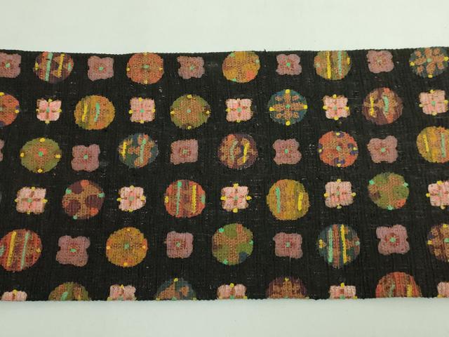 平和屋本店*極上 夏物 工芸帯 九寸名古屋帯 自然布 黒地 逸品 DZAB5328kh6