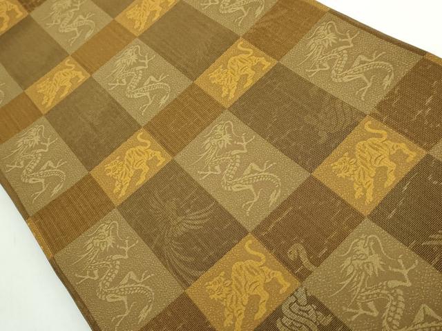 平和屋着物●極上 両面 全通柄袋帯 鳳凰 龍 亀 蛇 金銀彩 逸品 DZAB5336kh6