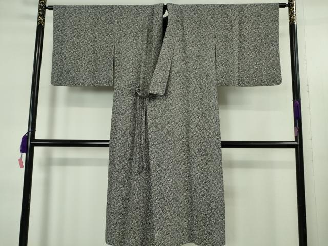 平和屋着物∞極上 道中着 ロング丈 単衣 花唐草文 黒×白 逸品 DZAB5362kh6