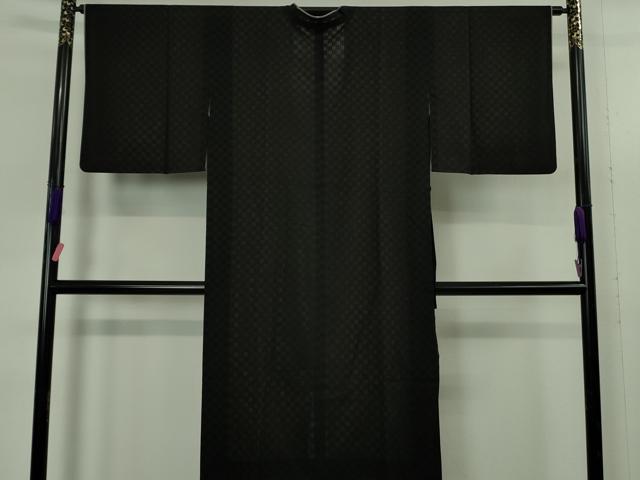 平和屋着物∞極上 道行コート リバーシブル スリーシーズン 春夏秋 塵除け ロング丈 紋紗 格子 市松 黒地 逸品 DZAB5364kh6