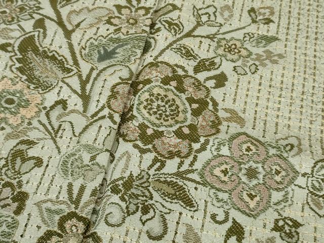 平和屋本店●極上 中国三大刺繍 スワトウ刺繍 汕頭刺繍 訪問着 天目織 更紗花唐草文 亜麻色地 金糸 金通し地 逸品 DZAB5375kh6