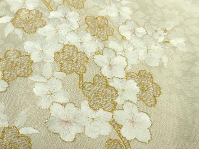 平和屋本店●極上 京都老舗 尾峨佐染繍 訪問着 総手刺繍 枝桜 暈し染め 金糸 逸品 DZAB5377kh6