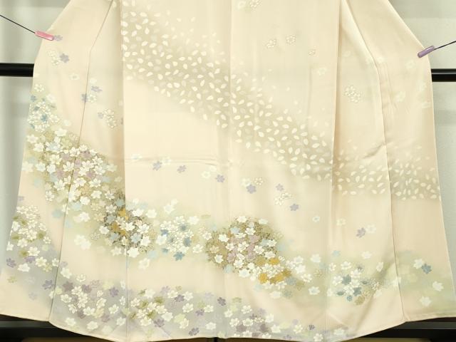 平和屋着物●極上 訪問着 駒刺繍 舞花文 失せウイ灰梅色地 暈し染め 金彩 逸品 DZAB5383kh6