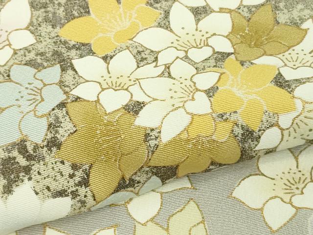 平和屋着物●極上 訪問着 駒刺繍 舞花文 失せウイ灰梅色地 暈し染め 金彩 逸品 DZAB5383kh6