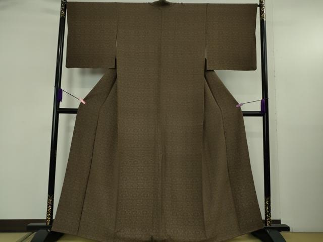 平和屋着物●極上 お召 葡萄唐草地紋 赤墨色 逸品 DZAB5387kh6