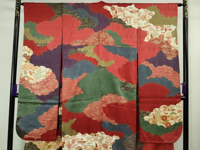 平和屋本店●極上 皇室献上作家 藤井寛 振袖 駒刺繍 雲重ね 宝尽くし飛鶴文 金彩 逸品 DZAB5388kh6