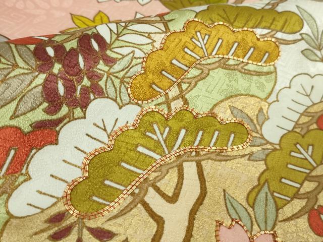 平和屋本店●極上 皇室献上作家 藤井寛 訪問着 駒刺繍 御所車吉祥花文 金彩 ロング丈 逸品 未使用 DZAB5389kh6