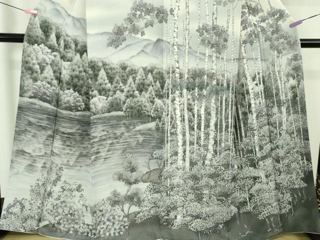 平和屋本店●極上 訪問着 手描き 白樺湖 暈し染め 逸品 DZAB5390kh6