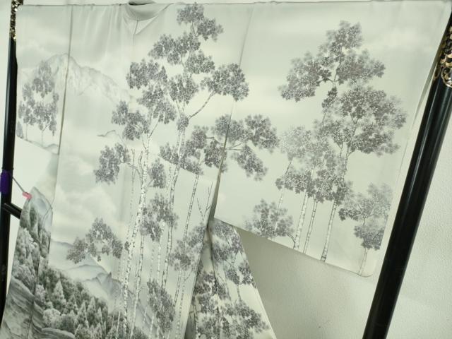 平和屋本店●極上 訪問着 手描き 白樺湖 暈し染め 逸品 DZAB5390kh6