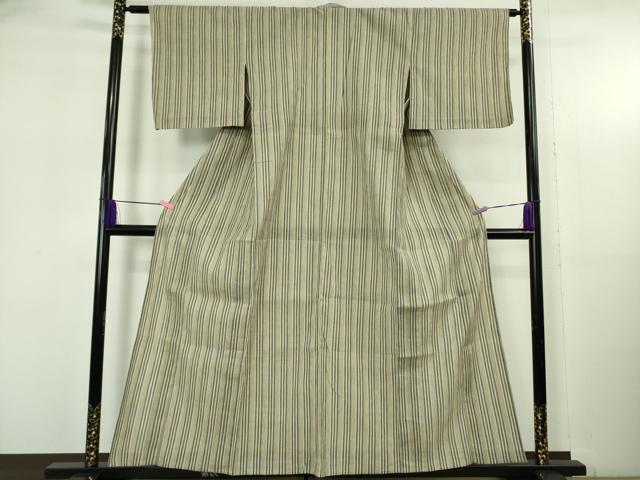 平和屋着物*極上 夏物 本場小千谷ちぢみ 麻 縞 逸品 未使用 DZAB5396kh6