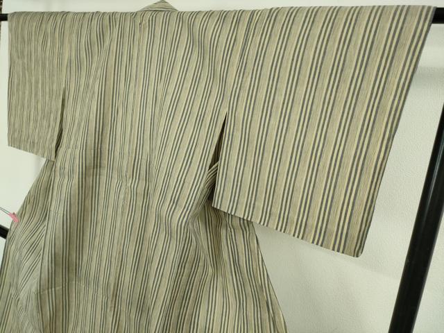 平和屋着物*極上 夏物 本場小千谷ちぢみ 麻 縞 逸品 未使用 DZAB5396kh6