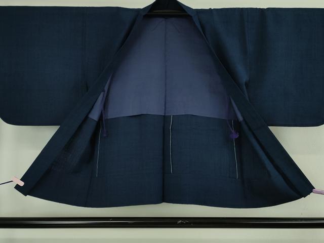 平和屋着物∞極上 浦野理一 経節紬 羽織 色無地 濃藍色 たとう紙付き 逸品 DZAB5402kh6