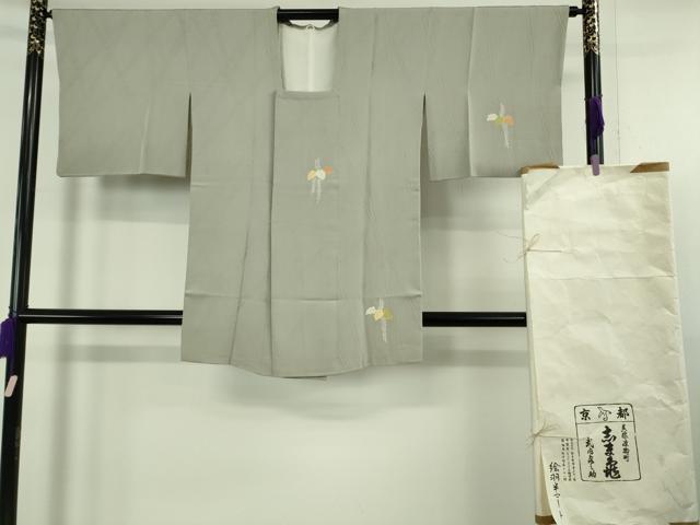 平和屋着物∞極上 銀座 志ま亀 道行コート 桐花文 薄い灰汁色地 金彩 たとう紙付き 逸品 DZAB5403kh6