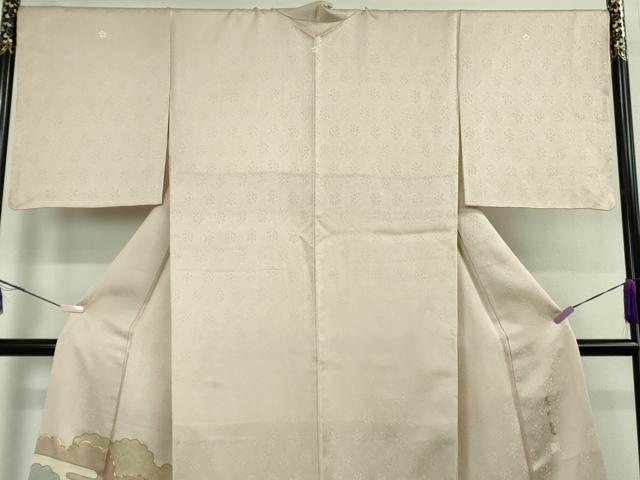 平和屋本店●極上 皇室献上作家 藤井寛 色留袖 駒刺繍 雲重ね 灰桜色地 金彩 逸品 DZAB5411kh6