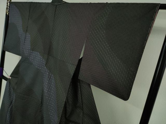 平和屋本店●極上 本場大島紬 訪問着 刺し子 刺繍 名物裂 黒地 逸品 未使用 DZAB5429kh6