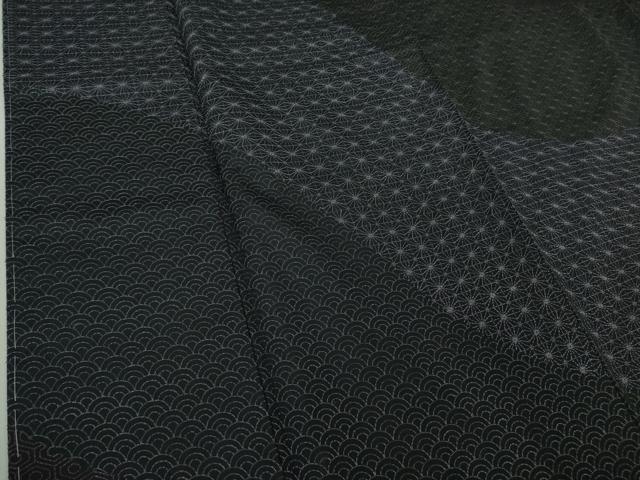 平和屋本店●極上 本場大島紬 訪問着 刺し子 刺繍 名物裂 黒地 逸品 未使用 DZAB5429kh6
