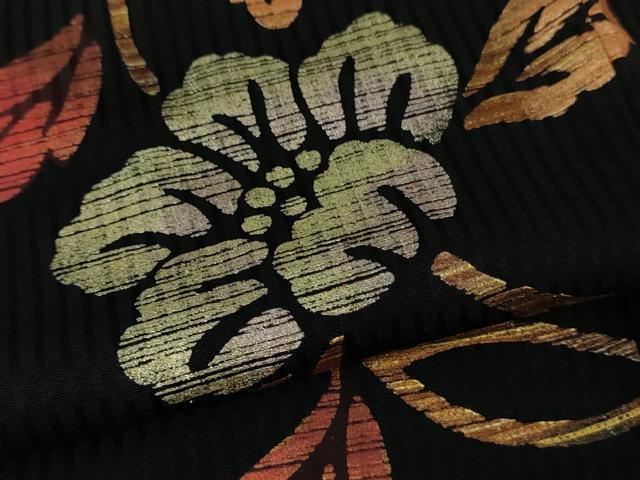 平和屋着物●極上 訪問着 花唐草文 黒地 金彩 逸品 DZAB5448kh6