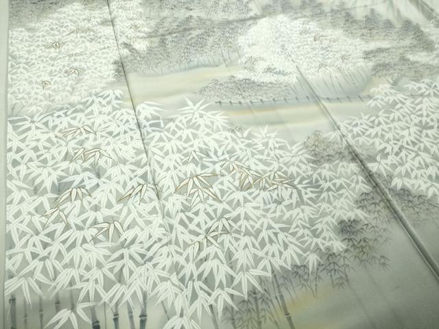 平和屋着物●極上 訪問着 作家物 白山丈山 手描き 笹竹 竹林 暈し染め 金彩 逸品 未使用 DZAB5452kh6