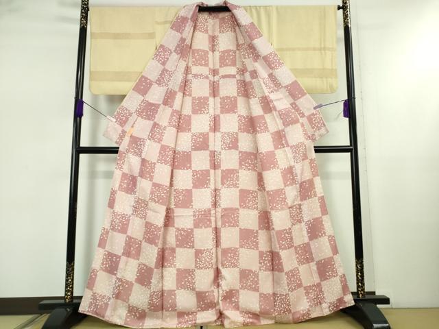 平和屋着物●極上 小紋 舞桜 横段紋紗 砥粉色地 逸品 DZAB5455kh6