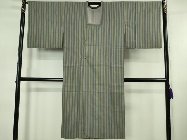 平和屋本店∞極上 本場黄八丈 市松綾織 紬 道行コート ロング丈 縞 逸品 DZAB5457kh6