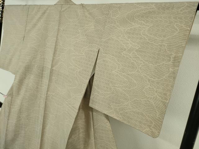 平和屋本店●極上 綿薩摩 東郷織物謹製 手織 160亀甲 雲重ね 灰白色地 逸品 未使用 DZAB5469kh6