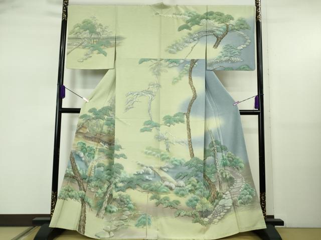 平和屋本店●極上 訪問着 手描き 風景文 暈し染め 反端付き 逸品 DZAB5471kh6