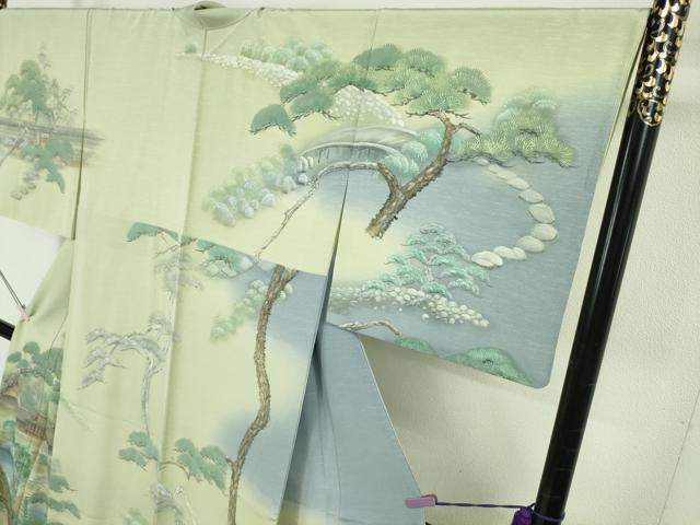 平和屋本店●極上 訪問着 手描き 風景文 暈し染め 反端付き 逸品 DZAB5471kh6