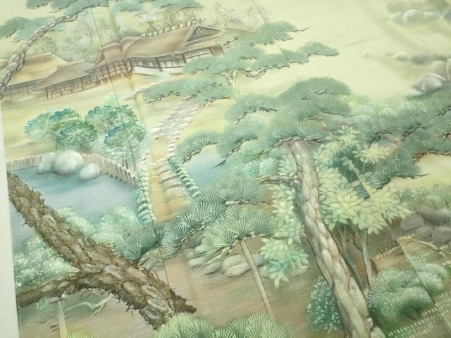 平和屋本店●極上 訪問着 手描き 風景文 暈し染め 反端付き 逸品 DZAB5471kh6