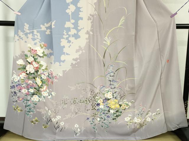 平和屋本店●極上 訪問着 友禅 作家物 草花文 逸品 未使用 DZAB5473kh6