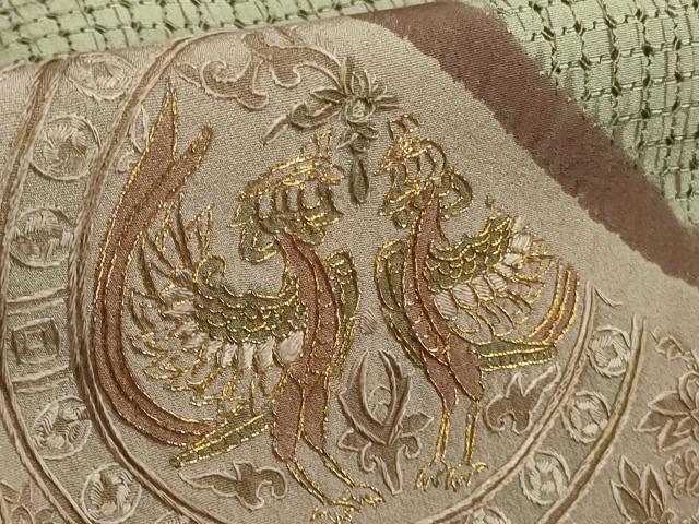 平和屋本店●極上 中国三大刺繍 スワトウ刺繍 汕頭刺繍 総刺繍 訪問着 鳥獣丸文 金糸 逸品 DZAB5476kh6