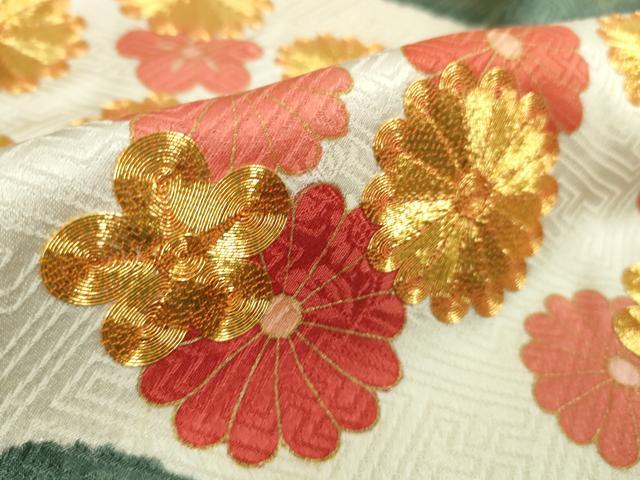 平和屋本店●極上 十日町 名門青柳謹製 振袖 駒刺繍 吉祥花文 金彩 逸品 DZAB5487kh6