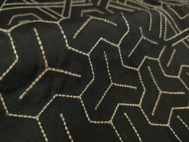 平和屋本店●極上 本場大島紬 訪問着 刺し子 総刺繍 名物裂 黒地 まるやま扱い 逸品 DZAB5492kh6