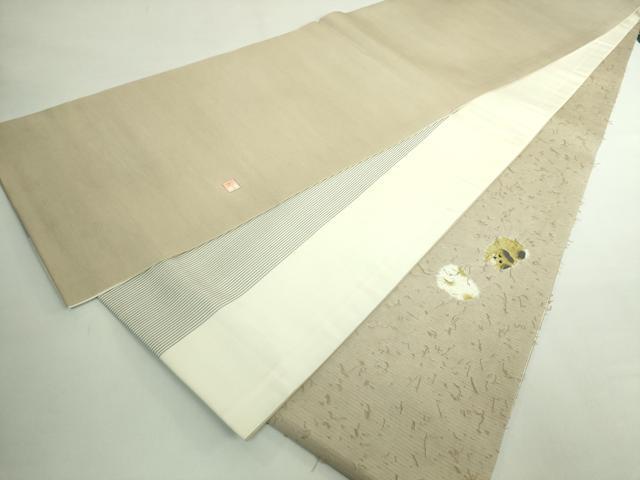 平和屋着物●極上 太鼓柄袋帯 髭紬 絞り 犬 逸品 DZAB5512kh6