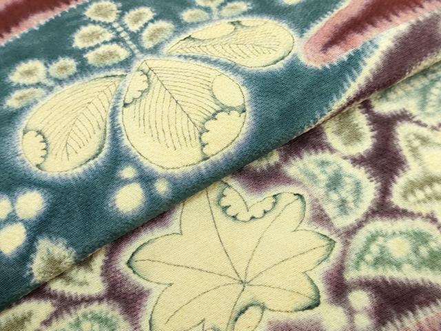 平和屋本店●極上 初代 久保田一竹 九寸名古屋帯 辻が花 赤錆色地 逸品 DZAB5517kh6